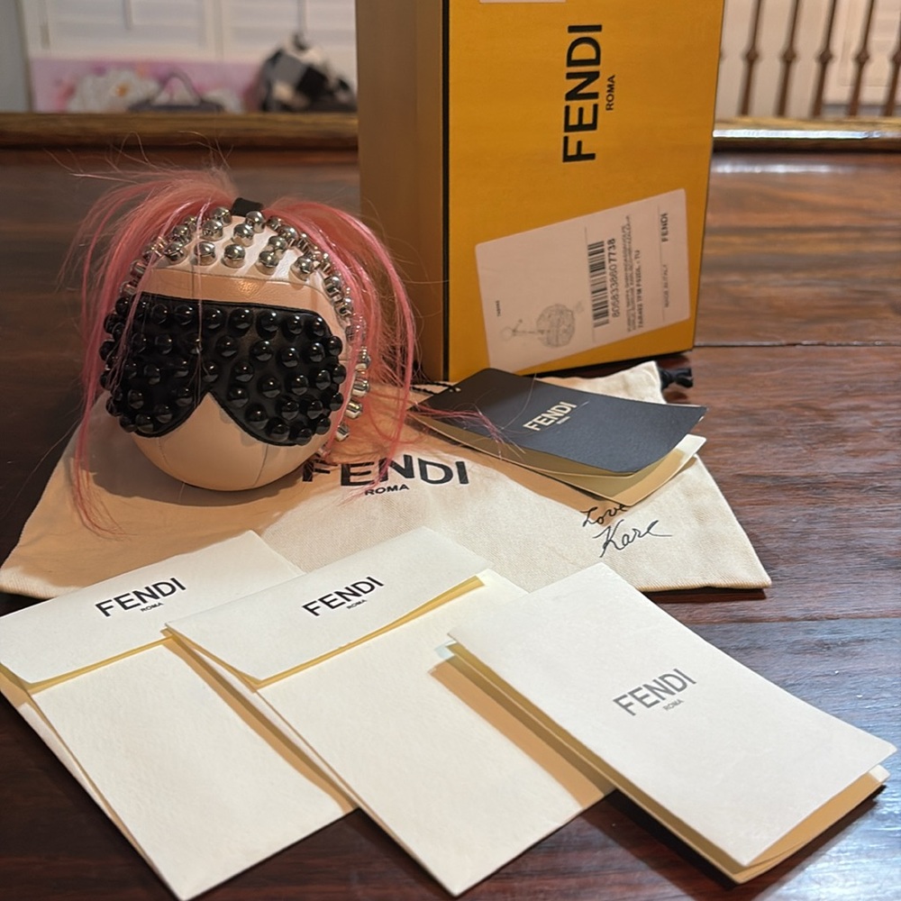 FENDI Punkito Nappa Leather Studded Bag Charm/Keychain - Picture 3 of 6